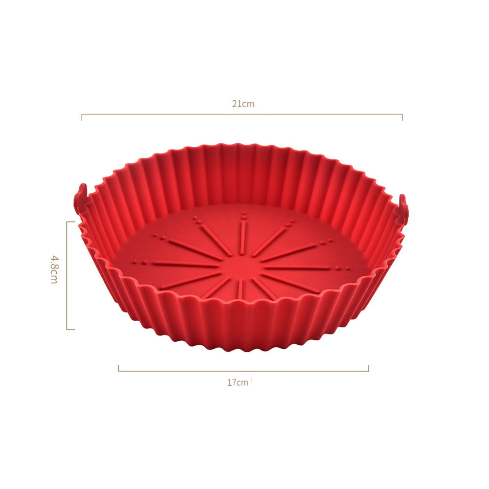 Round silicone Air Fryers Oven Baking Tray Fried Chicken Basket Mat Air Fryer Silicone Pot Grill Pan Kitchen Accessories