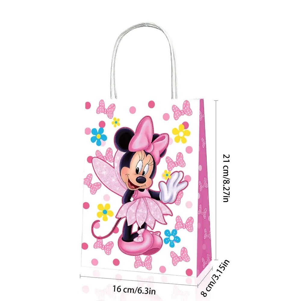 New Minnie Mouse Paper Candy Box Gift Bags Popcorn Boxes Kids Minnie Birthday Party Decoration Gift Bag Baby Shower Supplies