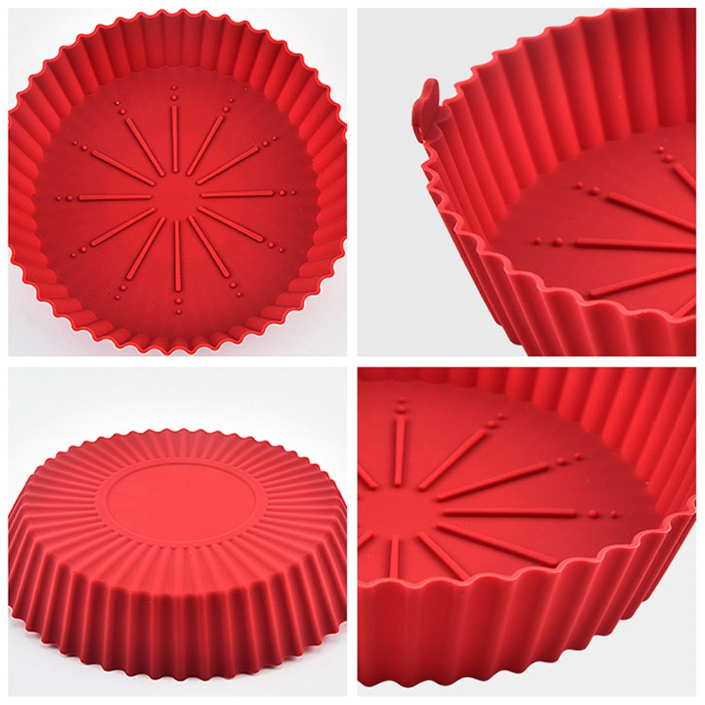 Round silicone Air Fryers Oven Baking Tray Fried Chicken Basket Mat Air Fryer Silicone Pot Grill Pan Kitchen Accessories