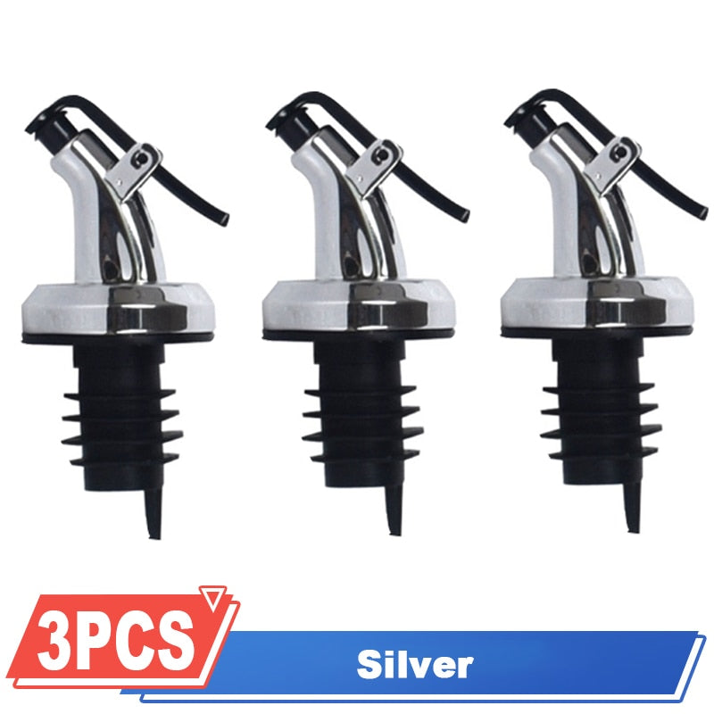 3Pcs Oil Bottle Stopper Cap Dispenser Sprayer Lock Wine Pourer Sauce Nozzle Liquor Leak-Proof Plug Bottle Stopper Kitchen Tool