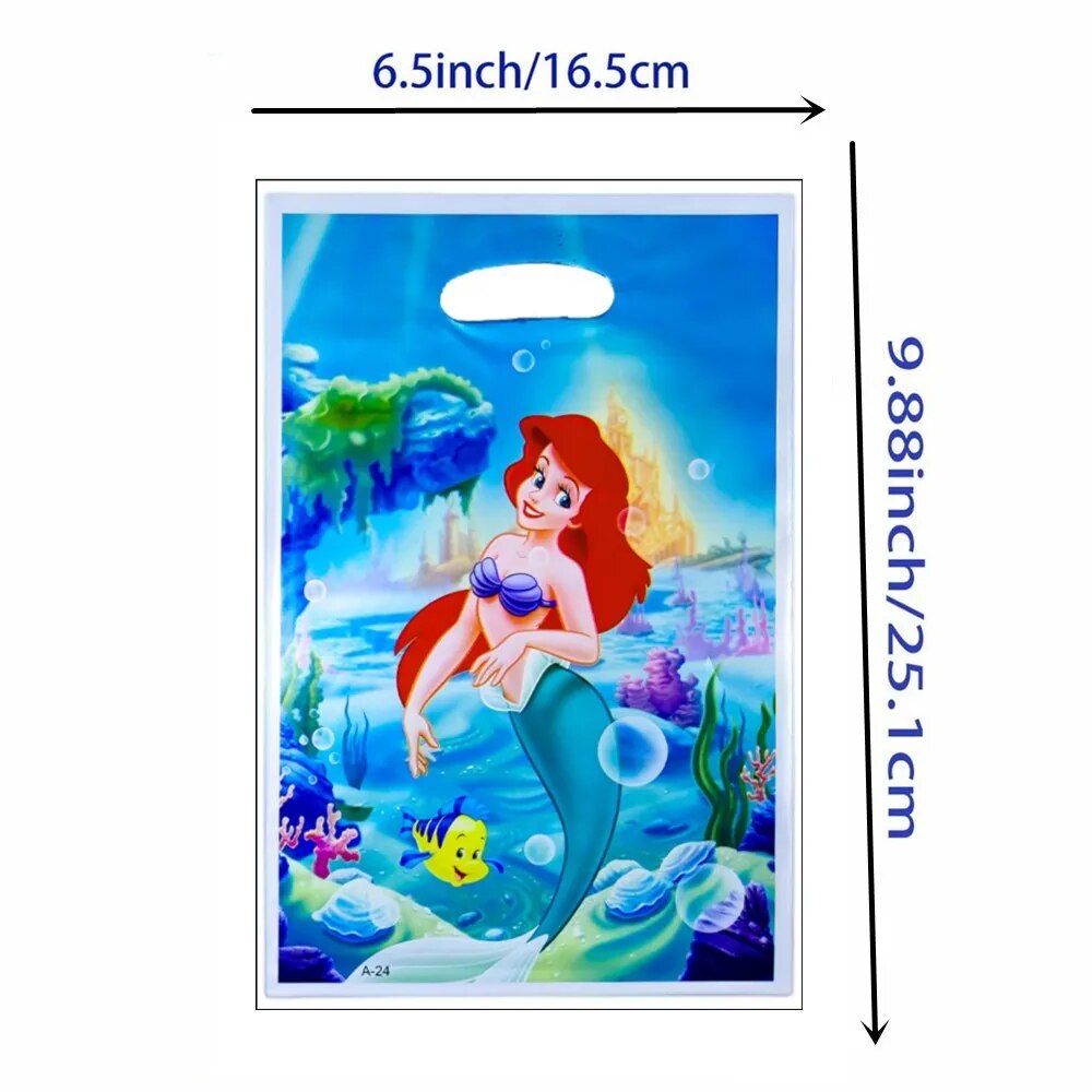 10pcs Mermaid Birthday Party Decoration Kids Shower Girls Tableware Supplies Gift Bags Cartoon Ariel Candy Box Party Decoration