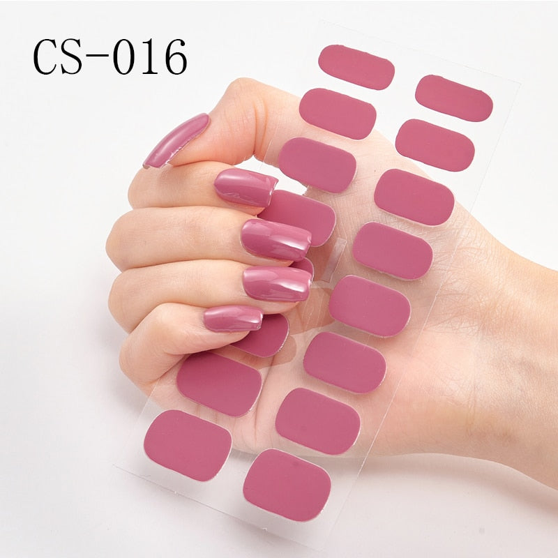 1 Sheet Nail Art Full Cover Adhesive Polish Foils Waterproof Pure Color Tips DIY 3D Decals Environmental Stickers for Women Gift