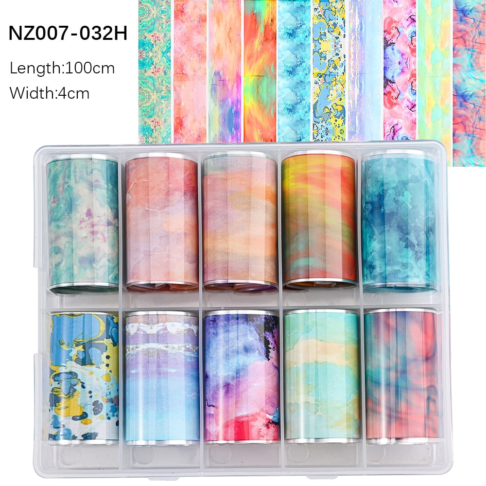 50pcs/Lo Holographic Transfer Foil Stickers 4*20cm Random Decals 30pc Flower Transferring Wraps Slider Nail Transfer Foil Decors