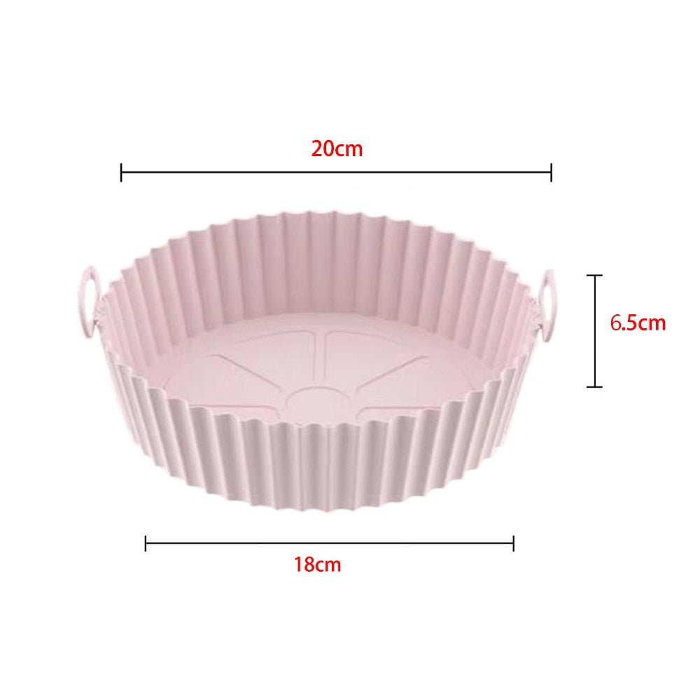 Round silicone Air Fryers Oven Baking Tray Fried Chicken Basket Mat Air Fryer Silicone Pot Grill Pan Kitchen Accessories