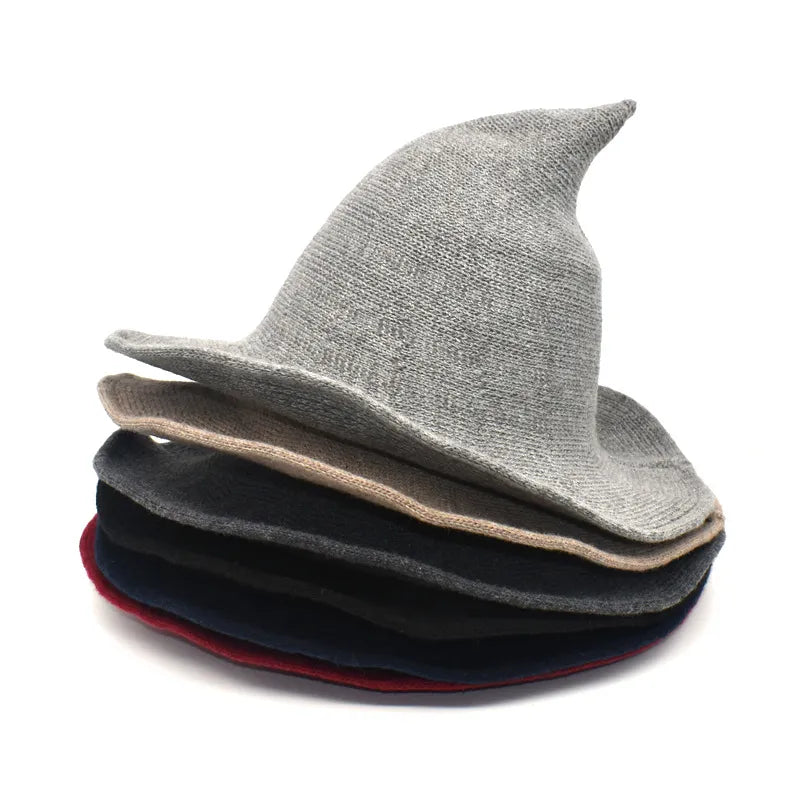 Wizard Hat Winter warm woolen Bucket Hat For Women 2023 Pointed Basin hat  Halloween Wool Wizard Knitte panama Fisherman Hat