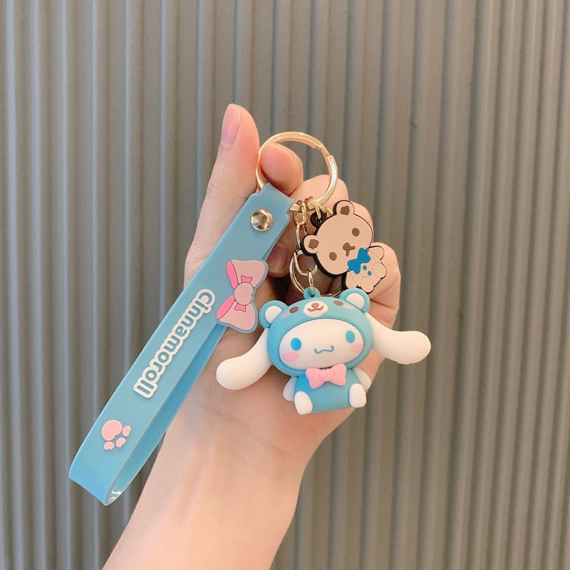 Fashion Kawaii Kuromi Melody Cinnamoroll Hello Kitty Pompompurin Keychain Sanrio Anime School Bag Charm Cartoon Key Ring Pendant