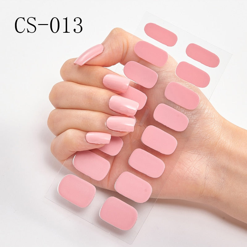 16pcs/sheet Glitter Gradient Color Nail Stickers Nail Wraps Full Cover Nail Polish Sticker DIY Self-Adhesive Nail Art Decoration