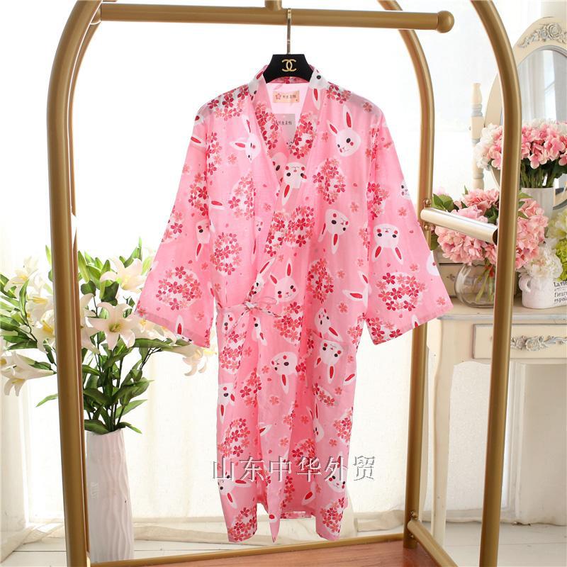 Japanese-style kimono pajamas summer new 100% cotton gauze pajamas nightgown ladies SPA yukata homewear long pajamas women