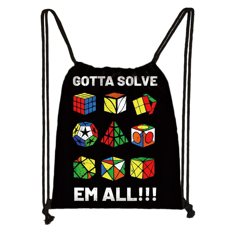 Magic Cube Print Drawstring Bag Cubo Magico Storage Bags for Travel  Math Formula Boys Girl School Backpack Kids Daypack Bookbag