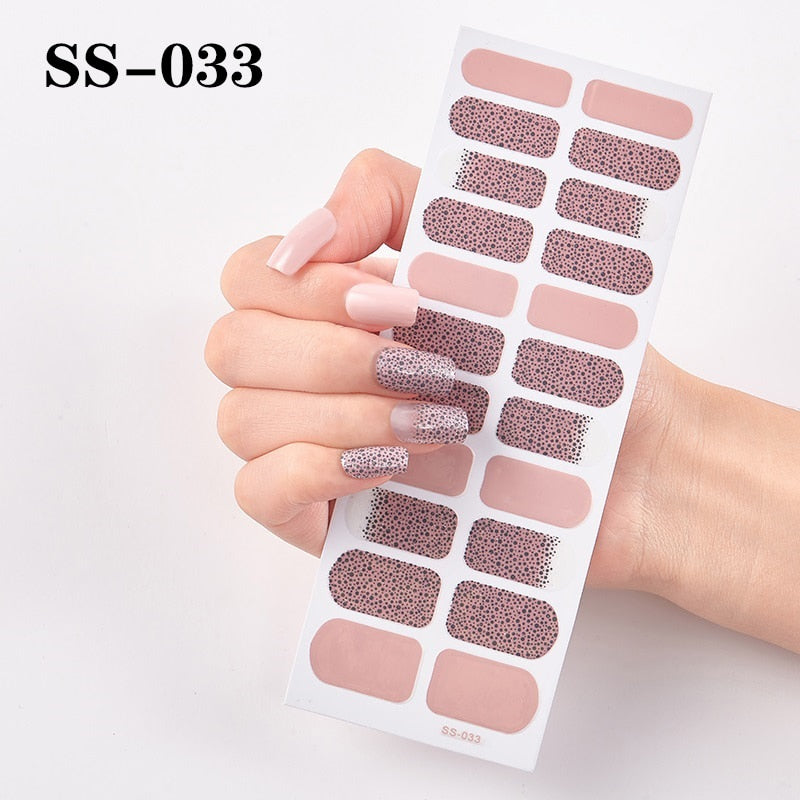 1 Sheet Nail Art Full Cover Adhesive Polish Foils Waterproof Pure Color Tips DIY 3D Decals Environmental Stickers for Women Gift