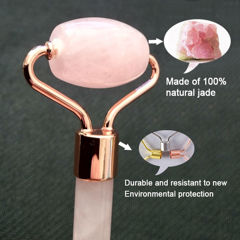 Face Massage Jade Roller Rose Quartz Natural Stone Gua Sha Slimmer Lift Wrinkle Double Chin Remover Beauty Care Slimming Tools