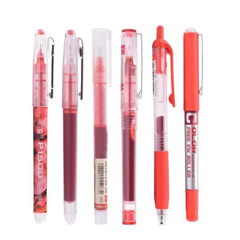 6/7pcs/set 0.5mm Roller Pen Black/Red/blue Color ink Straight Liquid Rollerball Gel Pen for School Office Stationery Kawaii