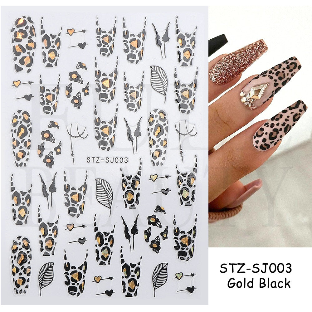 1pcs 3D Nail Sticker Black Heart Love Self-Adhesive Slider Letters Nail Art Decorations Stars Decals Manicure Accessories