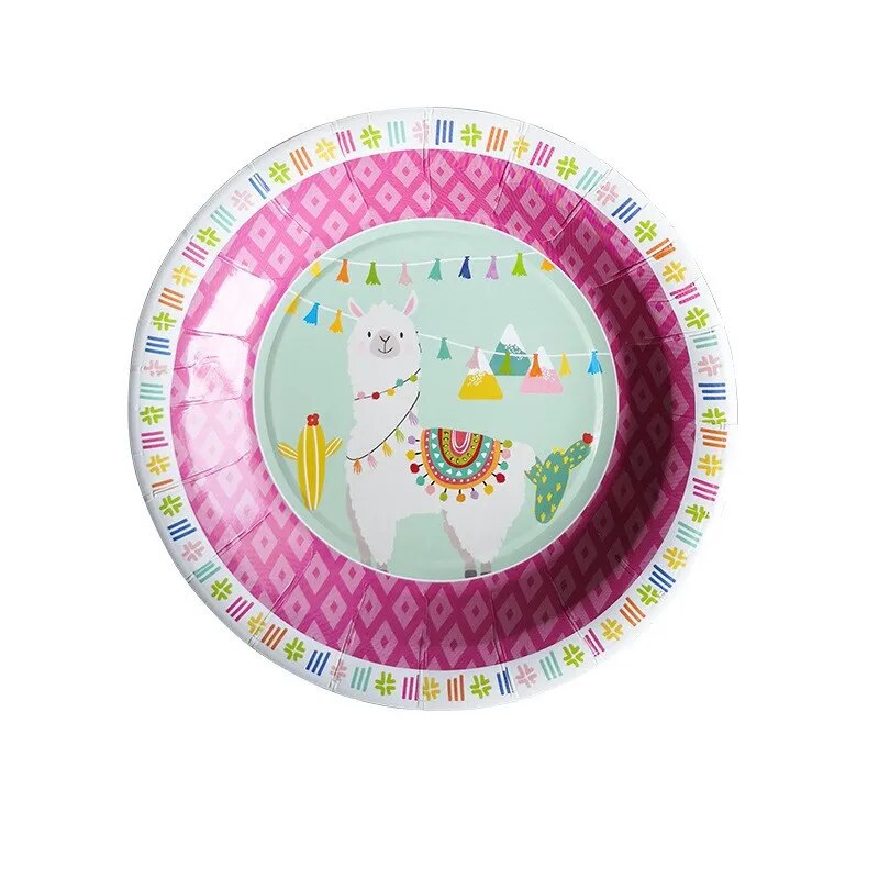 Alpaca Tableware Birthday Party Paper Plates Cups Napkins Cake Topper for Kids Decor Llama Happy Birthday Party Decor Supplies