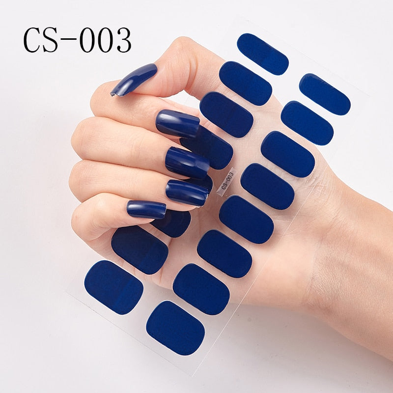 1 Sheet Nail Art Full Cover Adhesive Polish Foils Waterproof Pure Color Tips DIY 3D Decals Environmental Stickers for Women Gift