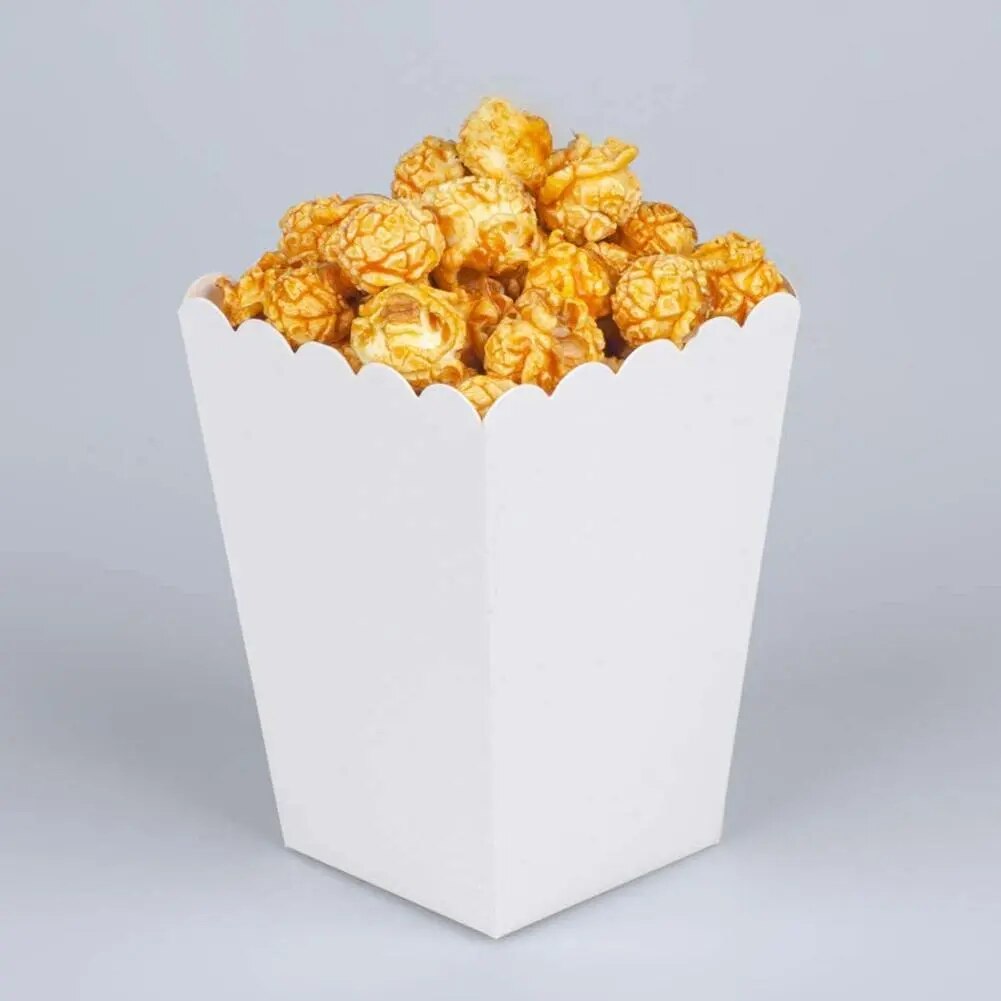 20pcs/set Disposable Pure White Mini Paper Popcorn Box Snack Candy Box Gift For Wedding Birthday Party Treat Supplies