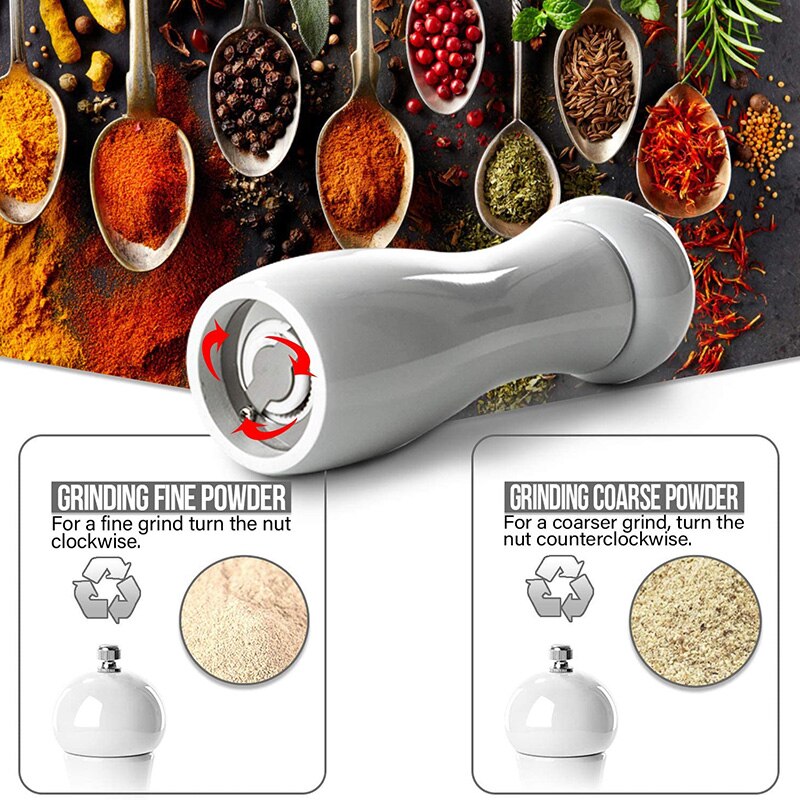 Salt and Pepper Mills, Spices Grain Grinder/Shaker with Strong Adjustable Ceramic Grinding Core, Kitchen Tools