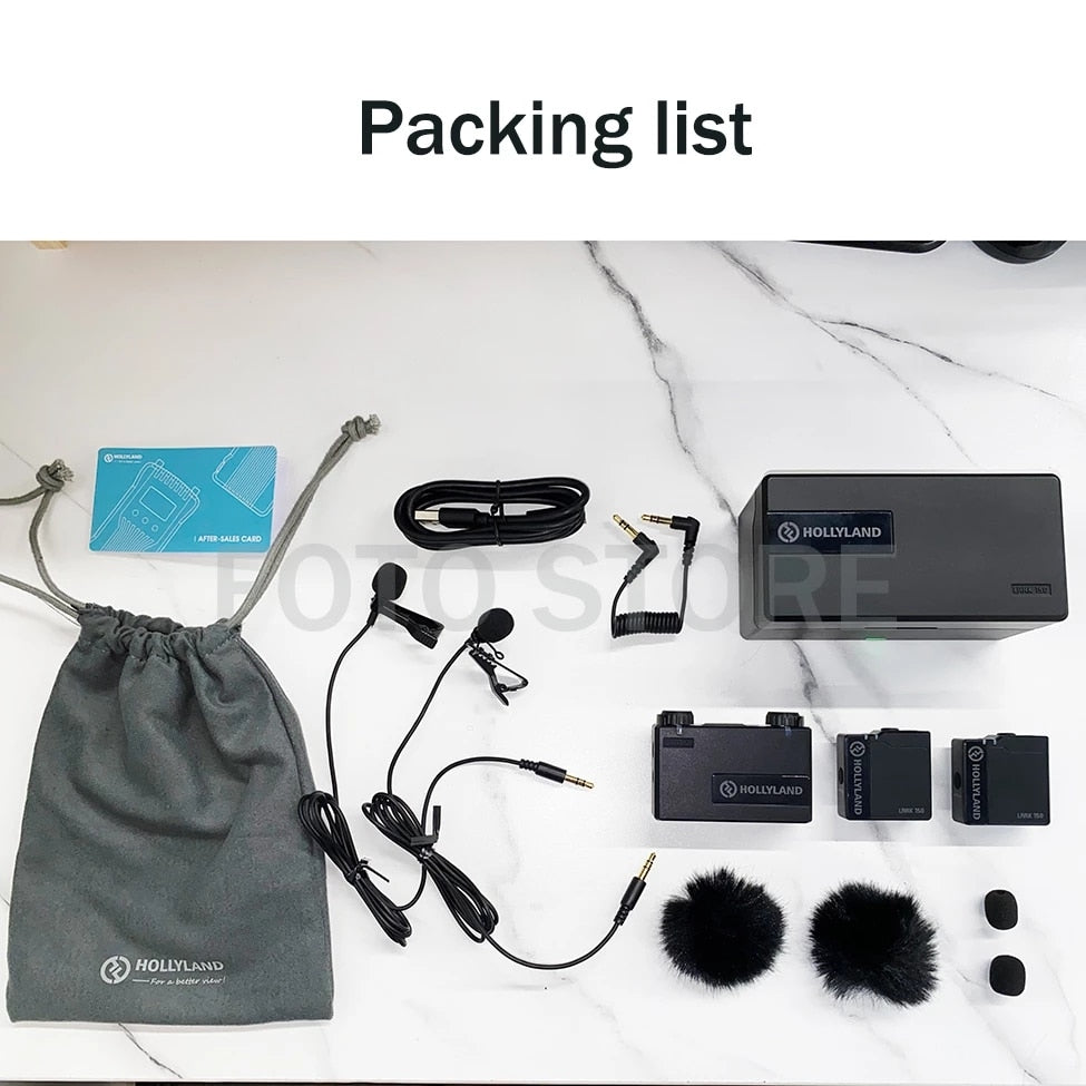 Hollyland LARK 150 Duo Wireless Lavalier Microphone Mic 2.4G Hz Charging Box for DSLR camera smartphones iPone Android VS rode