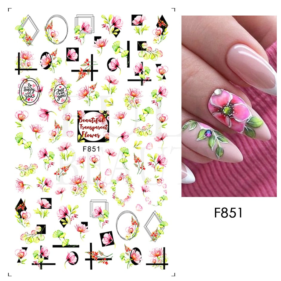 1pcs 3D Nail Sticker Black Heart Love Self-Adhesive Slider Letters Nail Art Decorations Stars Decals Manicure Accessories