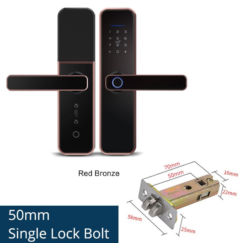 Zemismart Tuya WiFi Smart Electronic Lock Biometric Fingerprint Cylinder Intelligent Security Door Lock Encryption Keys IC Cards