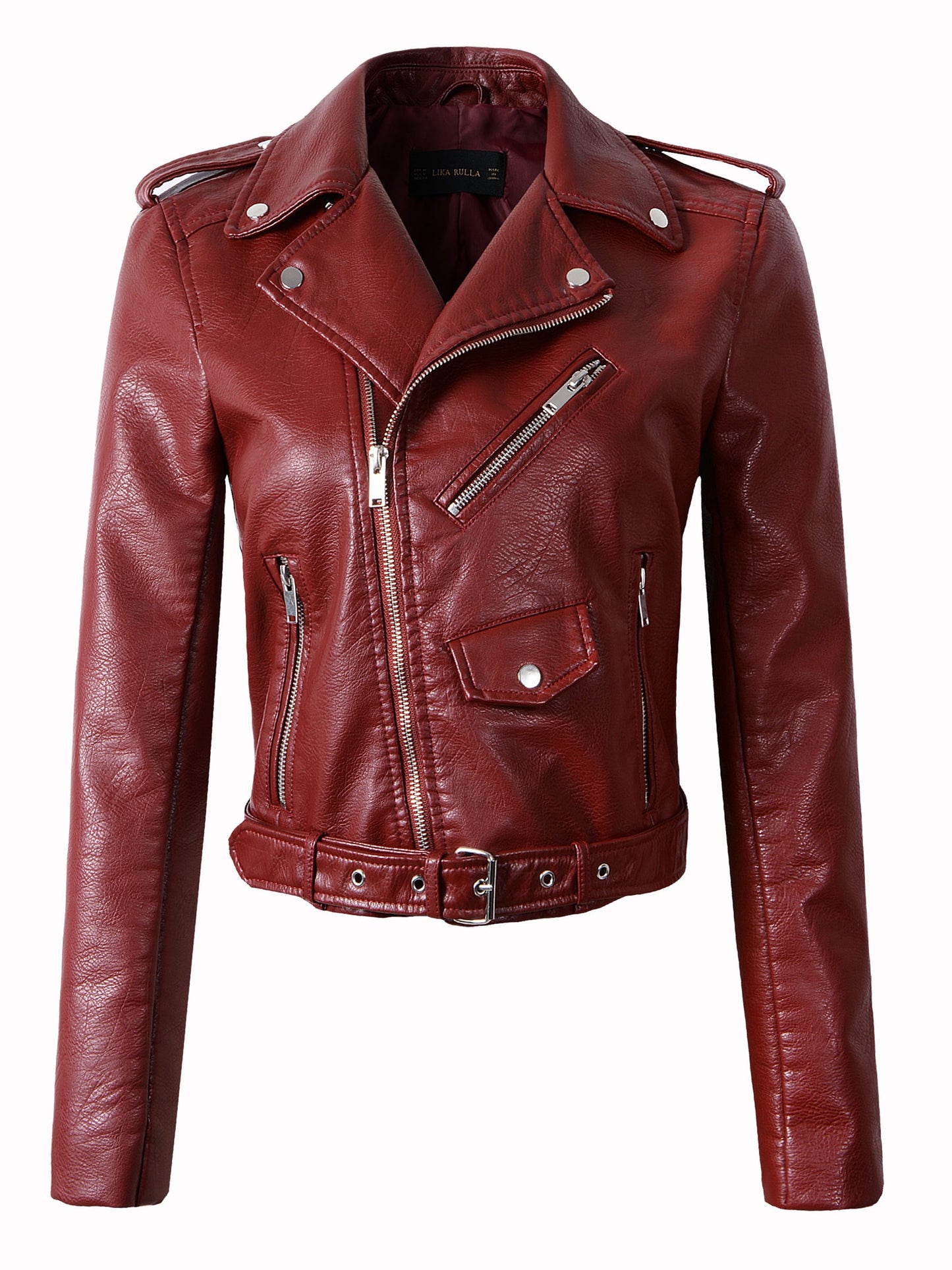 Motorcycle leather jacket women leather coat  slim PU jacket Leather