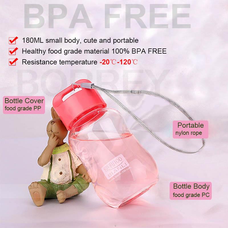 BORREY Colored Plastic Small Water Bottles Portable School Water Bottles Bpa Free Mini Cute Kids Children Direct Drinking Bottle