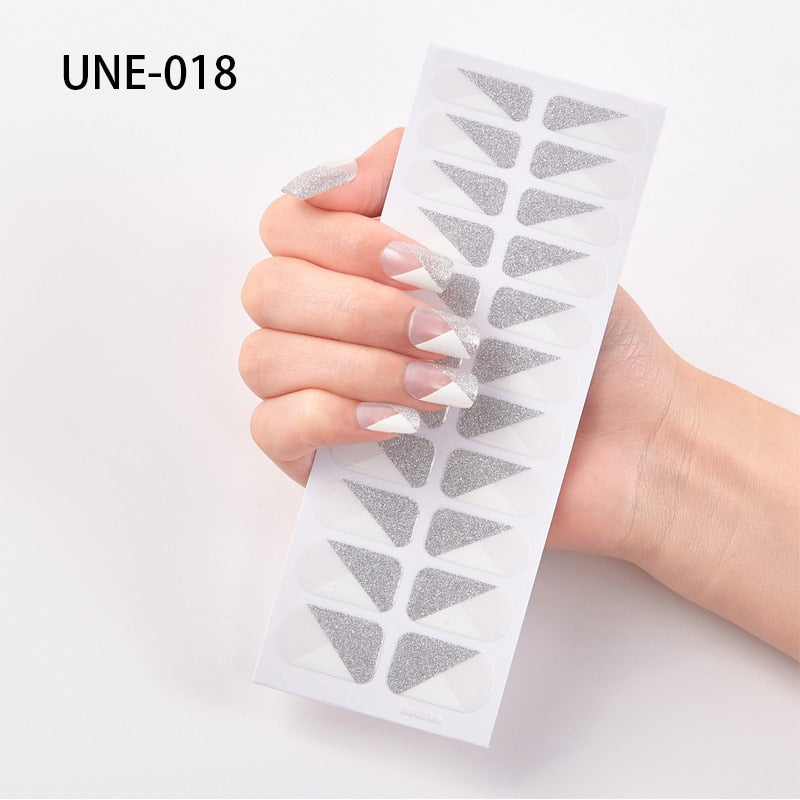 1 Sheet Nail Art Full Cover Adhesive Polish Foils Waterproof Pure Color Tips DIY 3D Decals Environmental Stickers for Women Gift