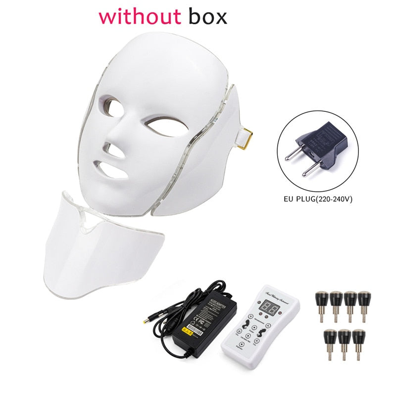 7 Color Led Facial Light Face Mask With Neck Skin Rejuvenation Tighten Anti Acne Wrinkle Beauty Treatment Korean Photon Spa Home