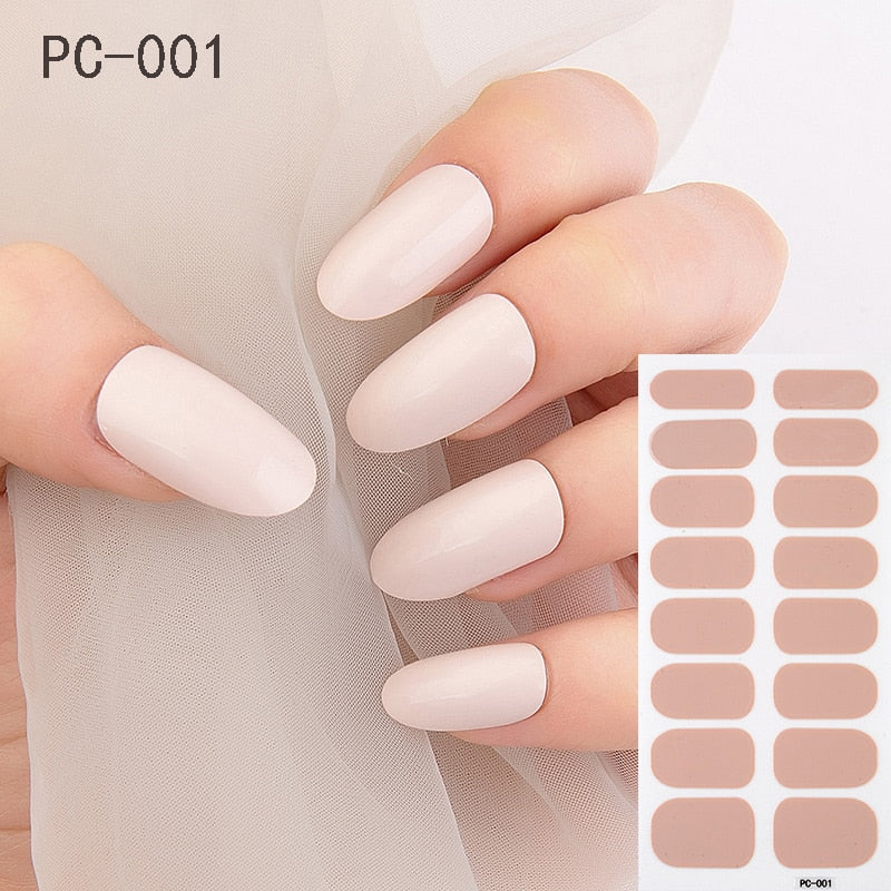 1 Sheet Nail Art Full Cover Adhesive Polish Foils Waterproof Pure Color Tips DIY 3D Decals Environmental Stickers for Women Gift