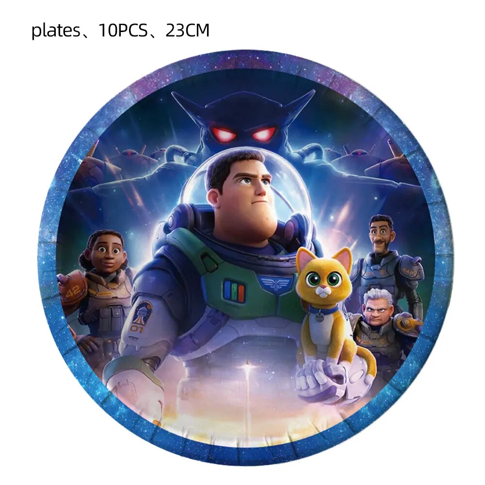 Disney Buzz Lightyear Birthday Party Supplies Disposable Tableware Boys Dinner Dessert Plates Napkins Cups Bags Home Decorations