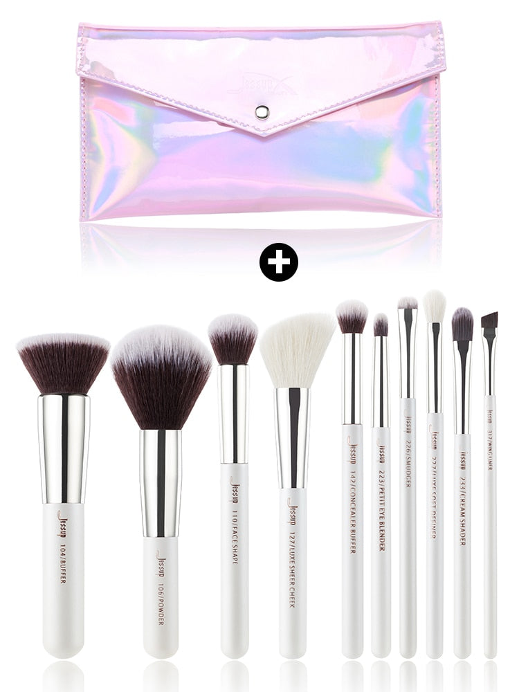 Jessup Makeup brushes set Pearl White/Silver Beauty Foundation Powder Eyeshadow Make up Brushes High quality 6pcs-25pcs