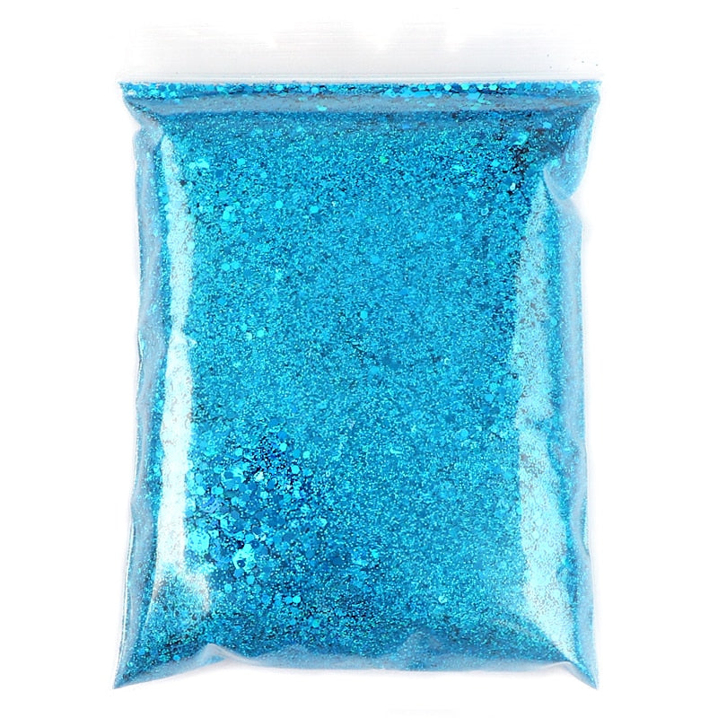 50G Holographic Mixed Hexagon Shape Chunky Nail Glitter Silver Sequins Laser Sparkly Flakes Slices Manicure Nails Art Decoration