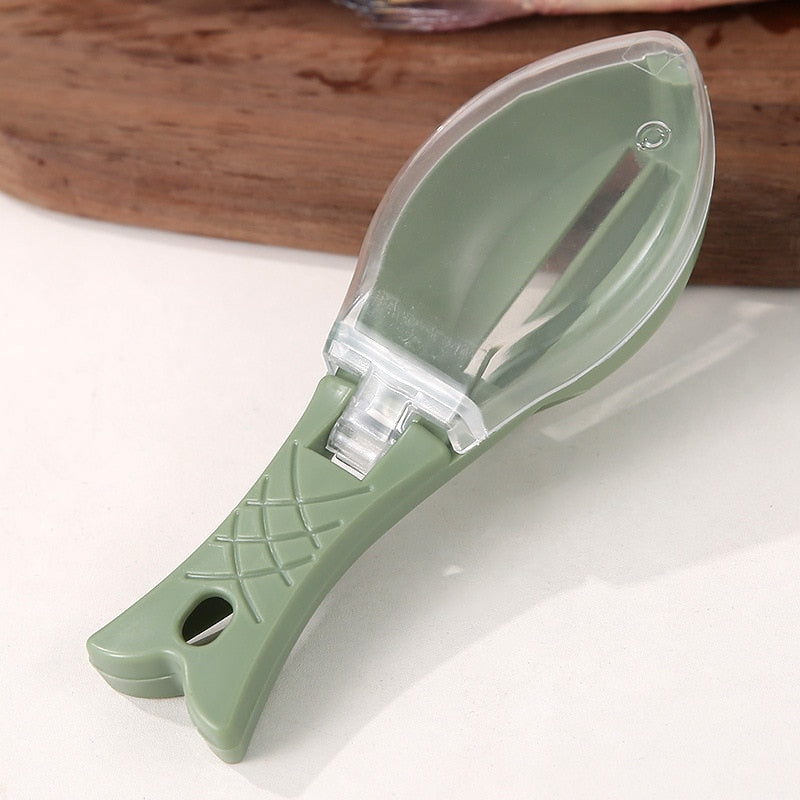 Fish Scales Graters Scraper Fish Cleaning Tool Scraping Scales Device with Cover Home Kitchen Cooking Fish Tool Kitchen Tools