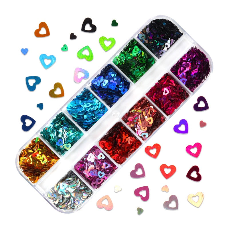 Fluorescence Butterfly Heart Fruits Various Shapes Nail Art Glitter Flakes 3D Colourful Sequins Polish Manicure Nail Decoration