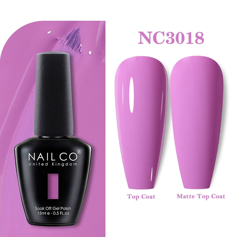 NAILCO 15ml Pink Colors Series Semi Permanent Nail Gel Varnish Polish Soak Off White Red UV Nail Art Gel Nail Polish Gel Lacquer