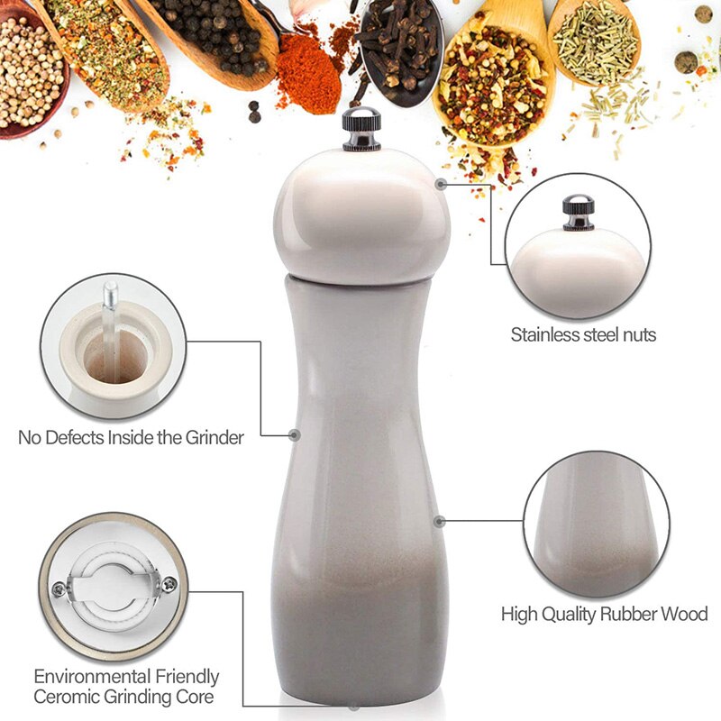 Salt and Pepper Mills, Spices Grain Grinder/Shaker with Strong Adjustable Ceramic Grinding Core, Kitchen Tools