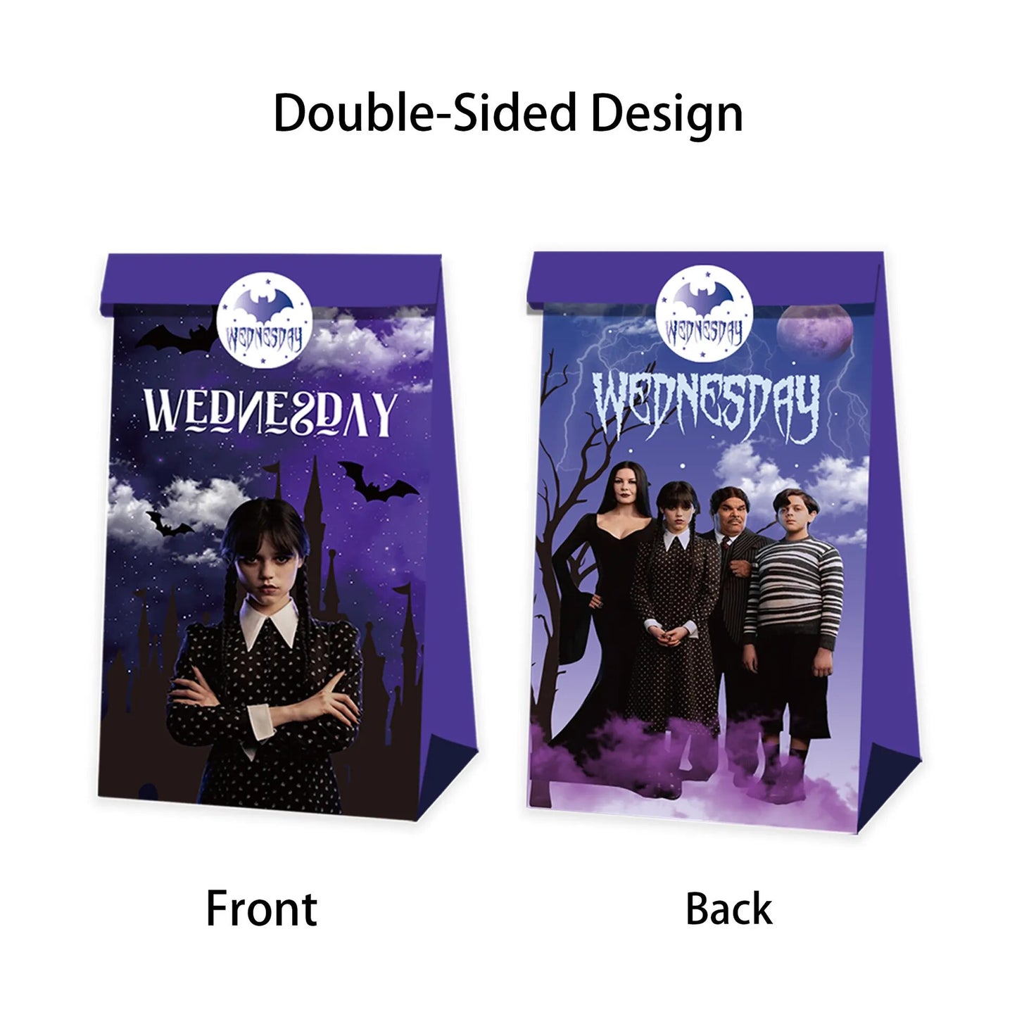 60/48/12PCS Wednesday Addams Birthday Party Decor Addams Paper Gift Bag Candy Box Baby Shower For Kids Event Supplies Gifts