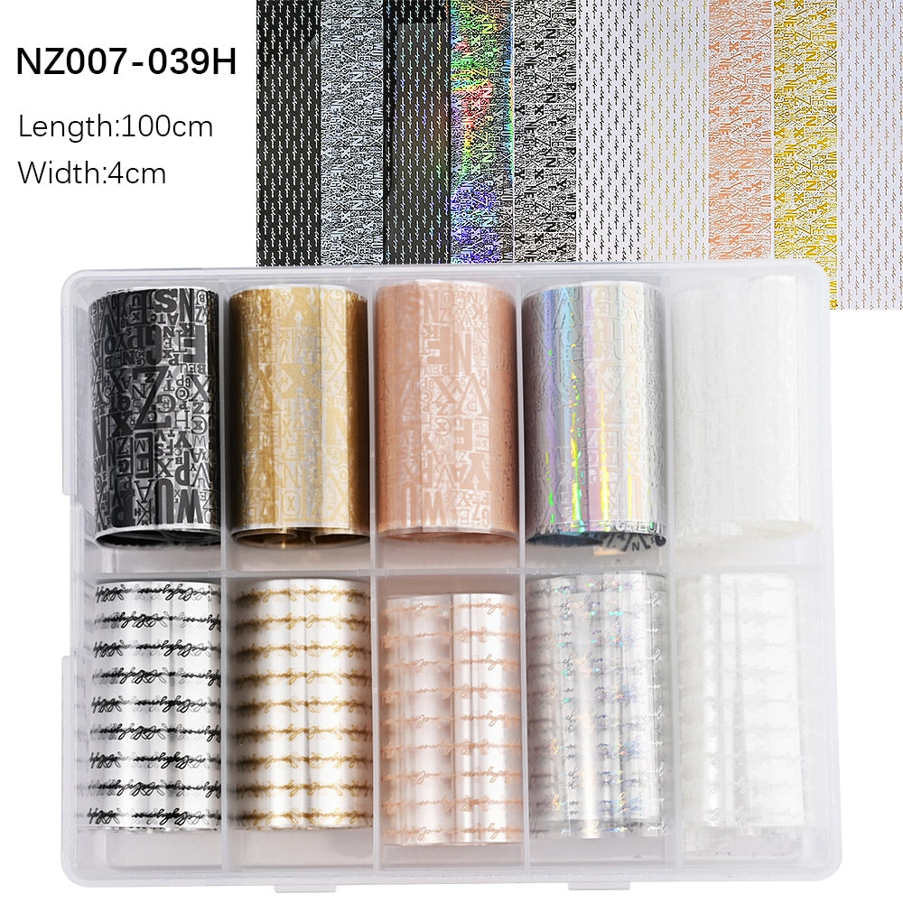 50pcs/Lo Holographic Transfer Foil Stickers 4*20cm Random Decals 30pc Flower Transferring Wraps Slider Nail Transfer Foil Decors