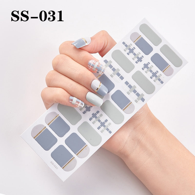 1 Sheet Nail Art Full Cover Adhesive Polish Foils Waterproof Pure Color Tips DIY 3D Decals Environmental Stickers for Women Gift