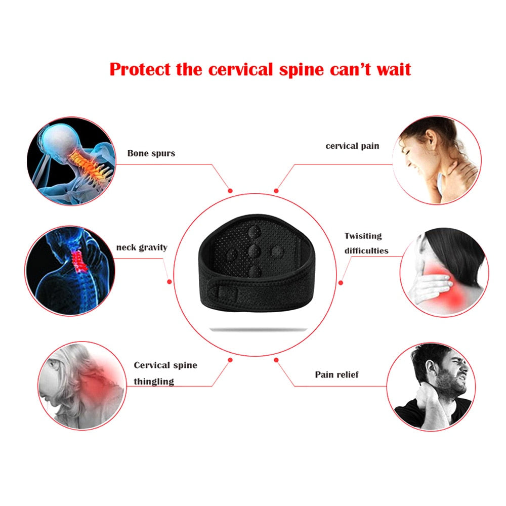 Tcare Tourmaline Magnetic Therapy Self-Heating Neck Pads Thermal Massager Belt Cervical Vertebra Protection Neck Support Brace