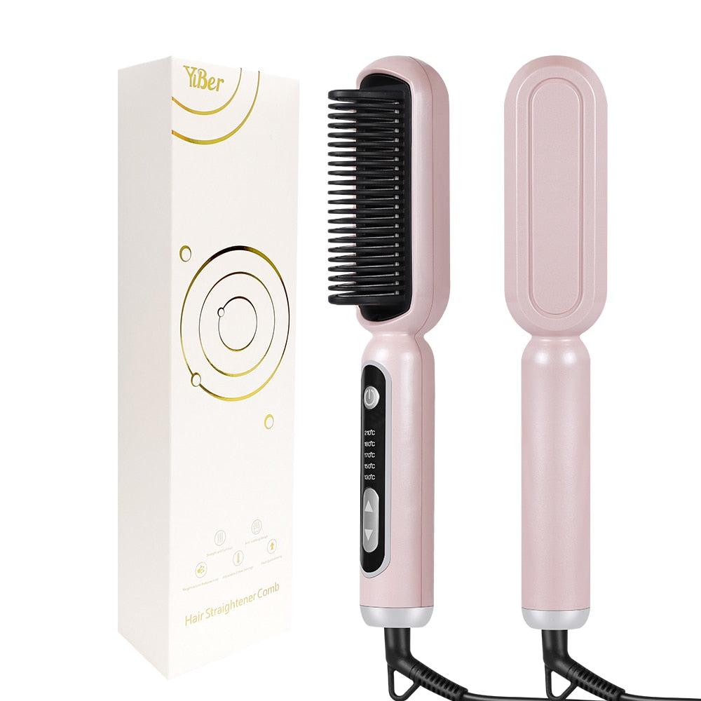 New 2 In 1 Hair Straightener Brush Professional Hot Comb Straightener for Wigs Hair Curler Straightener Comb Styling Tools