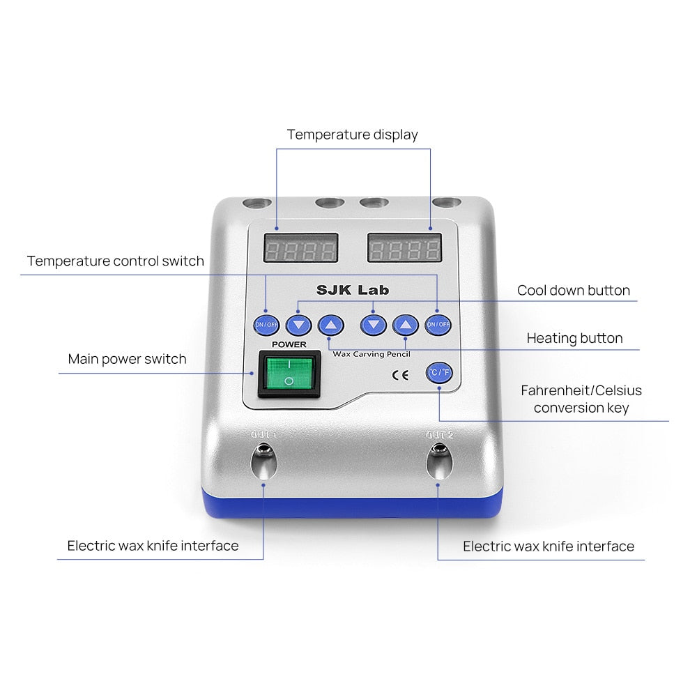 AZDENT Electric Waxer Wax Knife Carving Dental Lab Equipment Electric Waxer Carving Knife Contain 6 Wax Tips+2 Pens Dental Tools