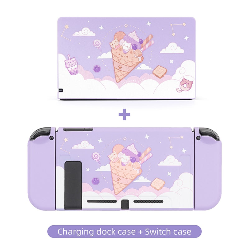 GeekShare Case For Nintendo Switch Charging Dock Kawaii Cotton Ice Cream Cat Full Cover NS Game Console Base Shell