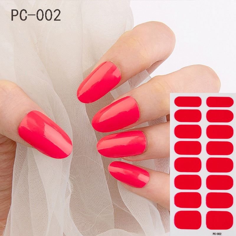 1 Sheet Nail Art Full Cover Adhesive Polish Foils Waterproof Pure Color Tips DIY 3D Decals Environmental Stickers for Women Gift