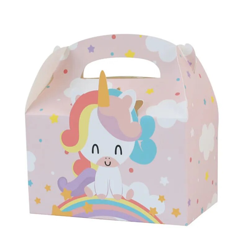 12pcs Unicorn Party Paper Cake Box Candy Gift Biscuit Bags Kids Unicorn Birthday Party Decoration Baby Shower Favor Dessert Box