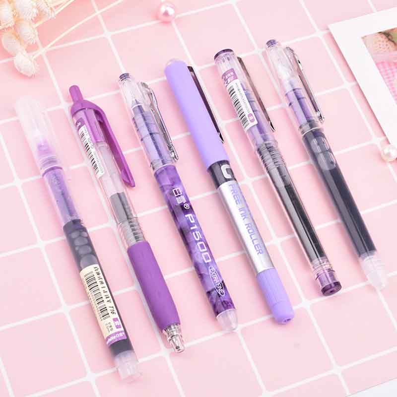 6/7pcs/set 0.5mm Roller Pen Black/Red/blue Color ink Straight Liquid Rollerball Gel Pen for School Office Stationery Kawaii