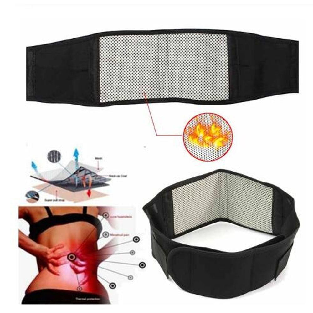 BYEPAIN Tourmaline Self-heating Magnetic Therapy Waist Support Belt Lumbar Back Waist Support Brace Double Banded Adjustable