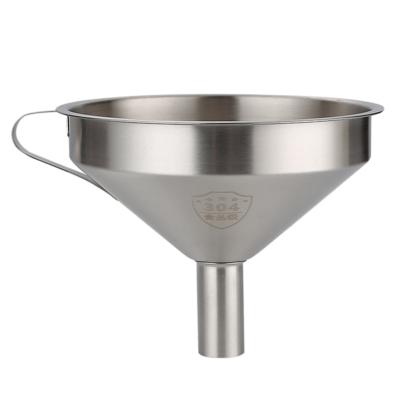 Stainless Steel Funnel Large Kitchen Funnel Metal Cook Oil Funnel with Detachable Strainer Filter for Liquid Oil Kitchen Gadgets