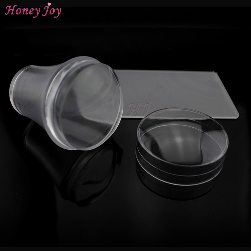 Rotatable Transparent Stamps Variable Pattern Size Silicone Fingertip Printing French Nail Seal Stamper Scraper Accessories Tool