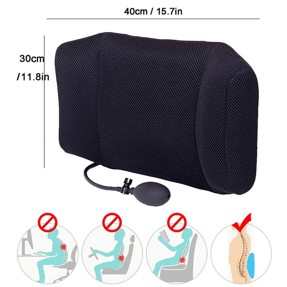 Tcare Portable Inflatable Lumbar Support Massage Pillows - Orthopedic Design for Back Pain Relief - Lumbar Support Pillow Unisex